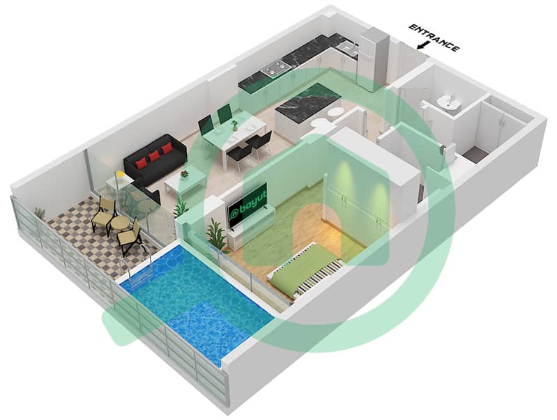المخططات الطابقية لتصميم الوحدة 11 FLOOR 2 شقة 1 غرفة نوم - سمانا كاليفورنيا 2 Unit 11 Floor 2 interactive3D