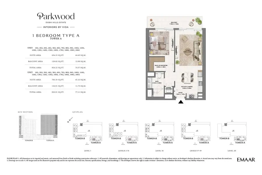 1 BR floor plan