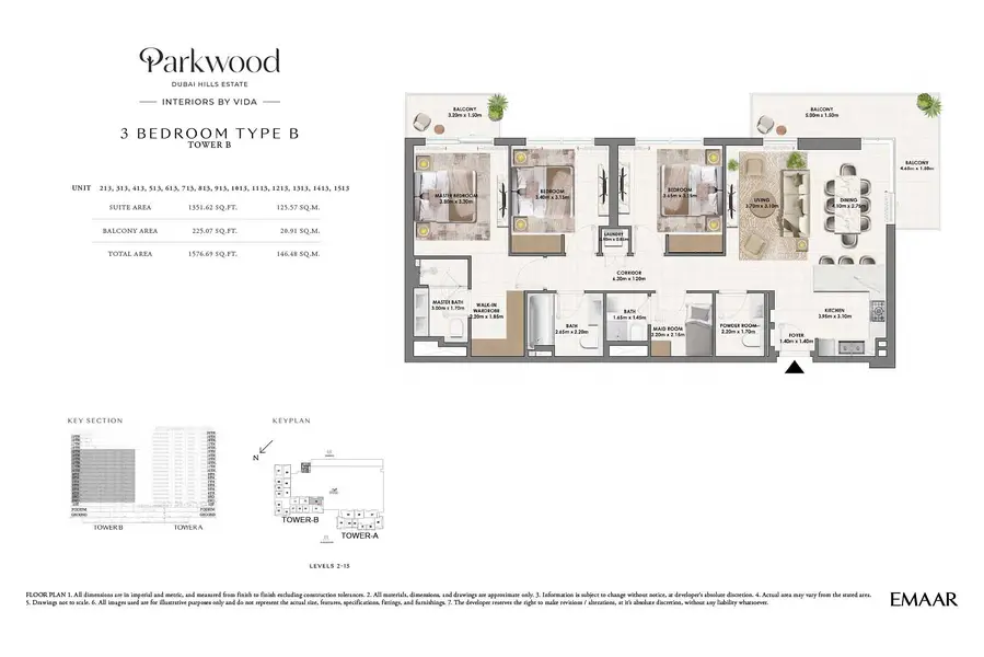 3 BR floor plan