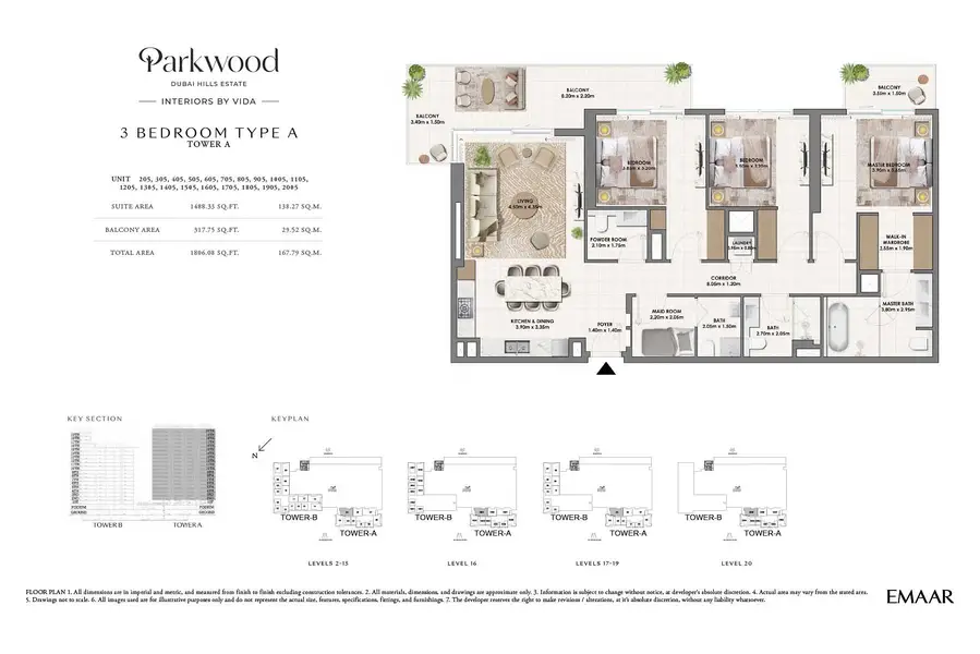 3 BR floor plan
