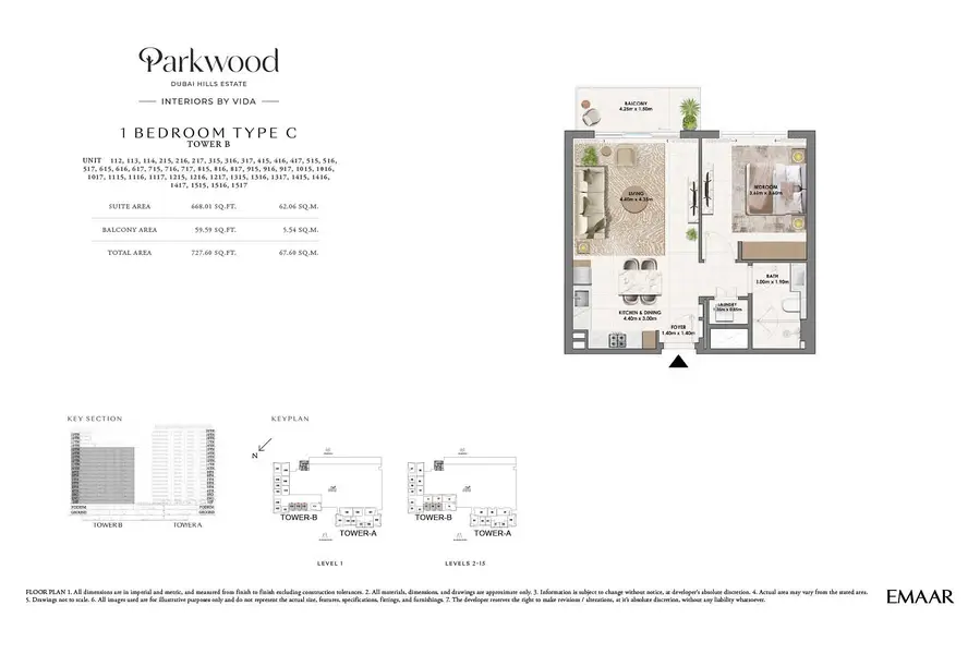 1 BR floor plan