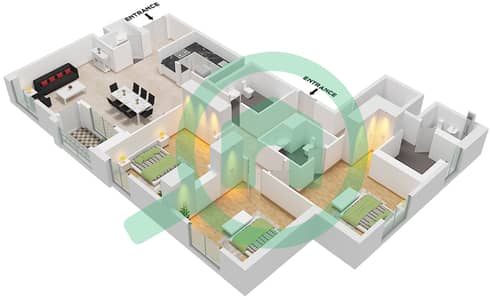 Sadaf 5 - 3 Bedroom Apartment Unit 7 FLOOR 15 Floor plan