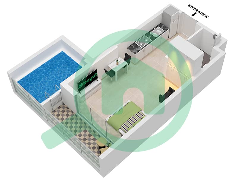 Samana Manhattan 2 - Studio Apartment Unit 14 FLOOR 2,4,6 Floor plan Unit 14 Floor 2,4,6 interactive3D