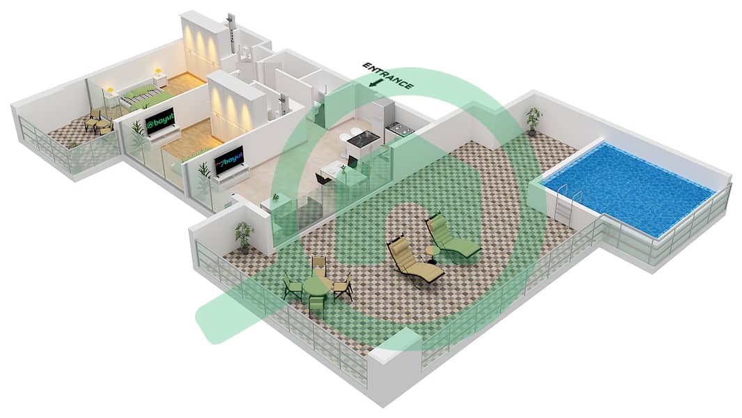 Samana Manhattan 2 - 2 Bedroom Apartment Unit 2,4 FLOOR 16 Floor plan Unit 2,4,Floor 16 interactive3D