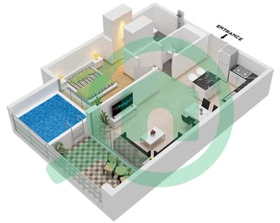 Samana Manhattan 2 - 1 Bedroom Apartment Unit 2,3,8,9 FLOOR 1-15 Floor plan