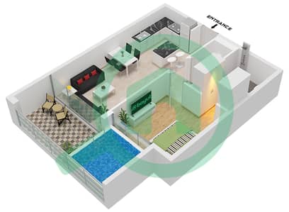 المخططات الطابقية لتصميم الوحدة 5,6,11,12 FLOOR 1-4,6-15 شقة 1 غرفة نوم - سامانا مانهاتن 2