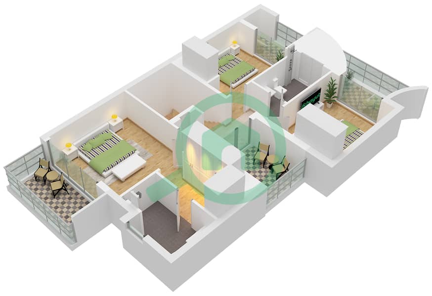 المخططات الطابقية لتصميم النموذج / الوحدة LUNA 1/UNIT 4,6,8PLEX-TH0 تاون هاوس 4 غرف نوم - آنيا 2 Type LUNA 1 Unit 4,6,8PLEX-TH01 Floor First interactive3D