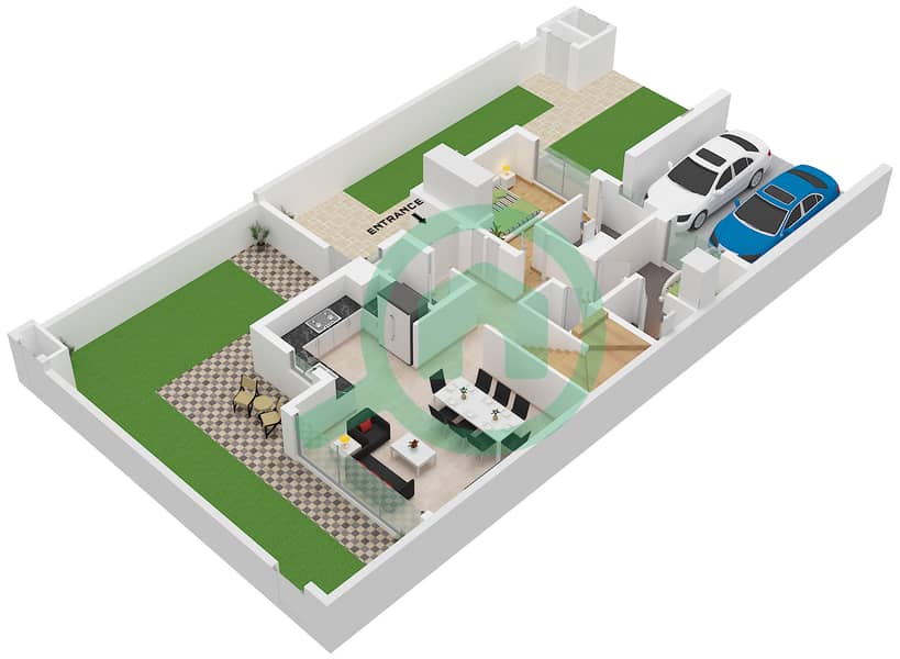 المخططات الطابقية لتصميم النموذج / الوحدة LUNA 1M / UNIT 4PLEX-TH04 تاون هاوس 4 غرف نوم - آنيا 2 Type LUNA 1M Unit 4PLEX-TH04,6PLEX-TH06,8PLEX-TH08 Floor Ground interactive3D