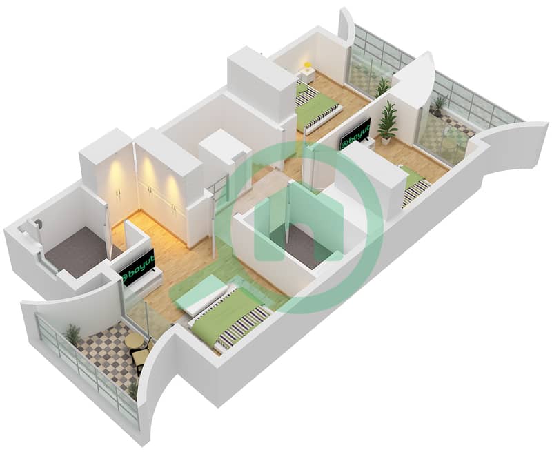 المخططات الطابقية لتصميم النموذج / الوحدة LUNA 1 / UNIT 4PLEX-TH02 تاون هاوس 3 غرف نوم - آنيا 2 Type LUNA 1 Unit 4PLEX-TH02,6PLEX-TH02,8PLEX-TH02 Floor First interactive3D
