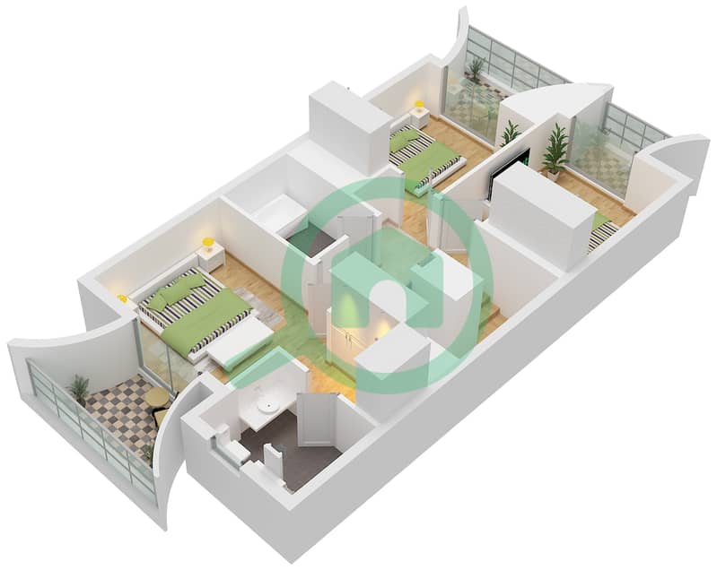 Аня 2 - Таунхаус 3 Cпальни планировка Тип/мера LUNA 2 / UNIT 4PLEX-TH03 Type LUNA 2 Unit 4PLEX-TH03 Floor First interactive3D