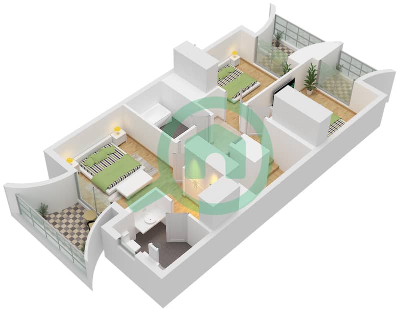 المخططات الطابقية لتصميم النموذج / الوحدة LUNA 4 / UNIT 8PLEX-TH03 تاون هاوس 3 غرف نوم - آنيا 2 Type LUNA 4 Unit 8PLEX-TH03 Floor First interactive3D