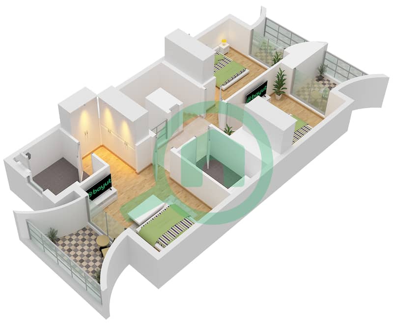 المخططات الطابقية لتصميم النموذج / الوحدة LUNA 5 / UNIT 8PLEX-TH04 تاون هاوس 3 غرف نوم - آنيا 2 Type LUNA 5 Unit 8PLEX-TH04 Floor First interactive3D