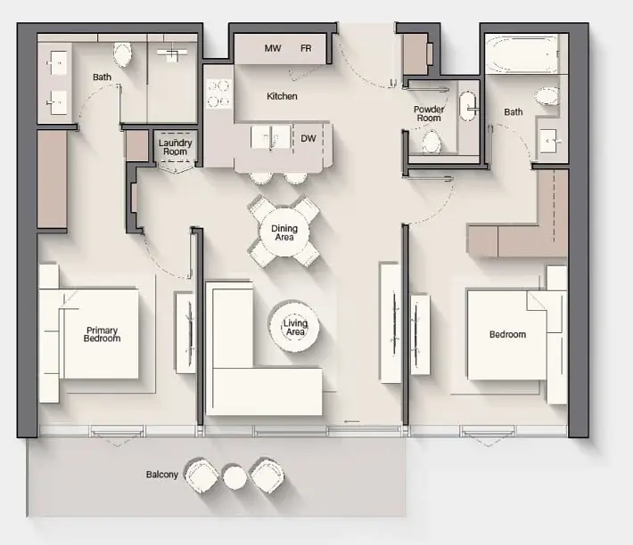 2 BR floor plan