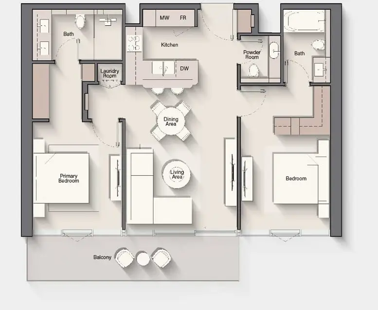 2 BR floor plan