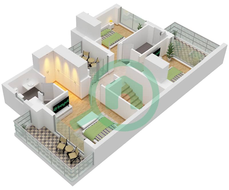 Аня 2 - Таунхаус 4 Cпальни планировка Тип/мера IRIA 1M / UNIT 4PLEX-TH04 Type IRIA 1M Unit 4PLEX-TH04,6PLEX-TH06,8PLEX-TH08 Floor First interactive3D