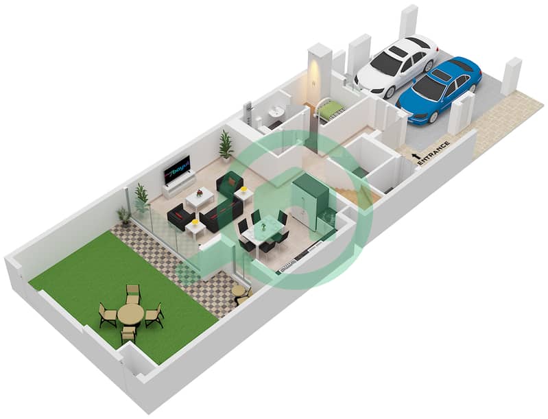 Аня 2 - Таунхаус 3 Cпальни планировка Тип/мера IRIA 1M / UNIT 4PLEX-TH03 Type IRIA 1M Unit 4PLEX-TH03,6PLEX-TH05,8PLEX-TH07 Floor Ground interactive3D