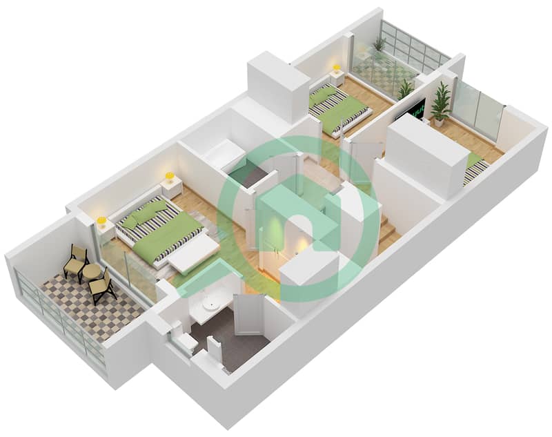 Аня 2 - Таунхаус 3 Cпальни планировка Тип/мера IRIA 1M / UNIT 4PLEX-TH03 Type IRIA 1M Unit 4PLEX-TH03,6PLEX-TH05,8PLEX-TH07 Floor First interactive3D