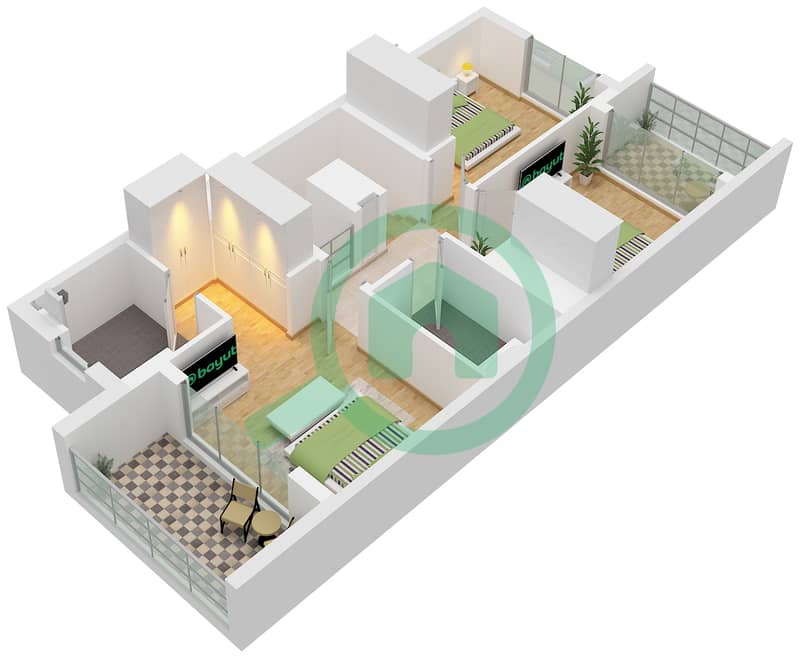 المخططات الطابقية لتصميم النموذج / الوحدة IRIA 2M / UNIT 6PLEX-TH04 تاون هاوس 3 غرف نوم - آنيا 2 Type IRIA 2M Unit 6PLEX-TH04,8PLEX-TH04,6 Floor First interactive3D