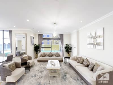 4 Bedroom Flat for Rent in Jumeirah Beach Residence (JBR), Dubai - Rimal 2 Unit P01 -Living-10. jpg