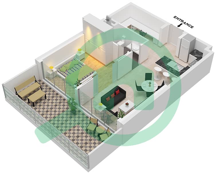 Golf Greens - 1 Bedroom Apartment Type A2 FLOOR 1-29 Floor plan Type A2 Floor 1-29 interactive3D