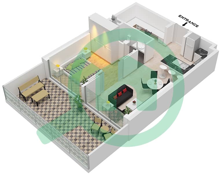 Golf Greens - 1 Bedroom Apartment Type A3 FLOOR 2,7-8,14,19-21 Floor plan Type A3 Floor 2,7-8,14,19-21,23-25 interactive3D
