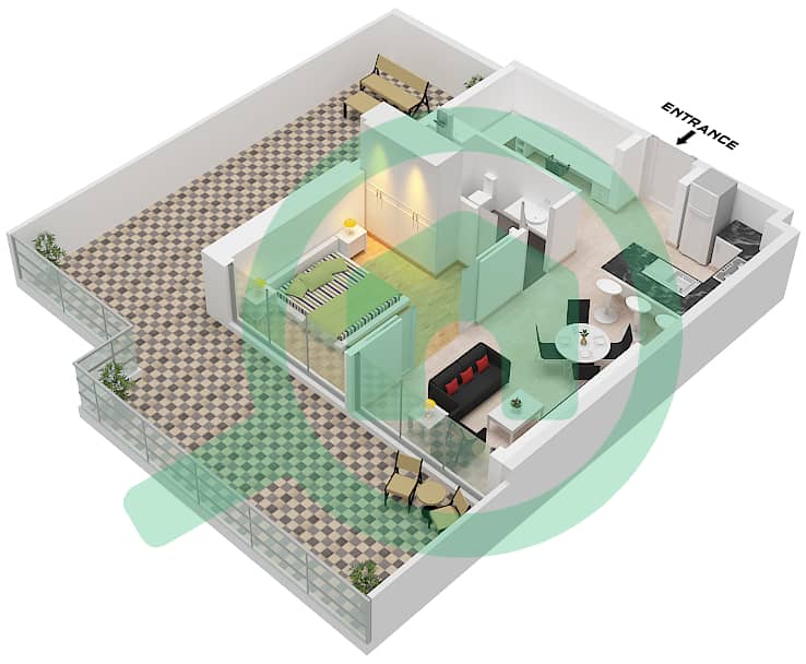 Golf Greens - 1 Bedroom Apartment Type A7 FLOOR 21 Floor plan Type A7 Floor 21 interactive3D