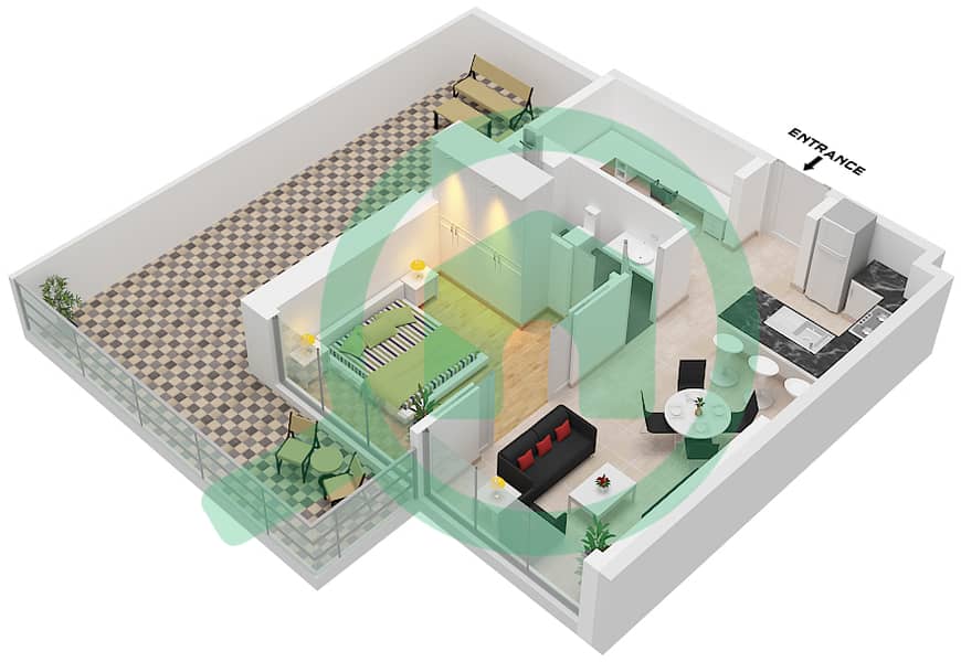 Golf Greens - 1 Bedroom Apartment Type A10 FLOOR 4,16 Floor plan Type A10 Floor 4,16 interactive3D
