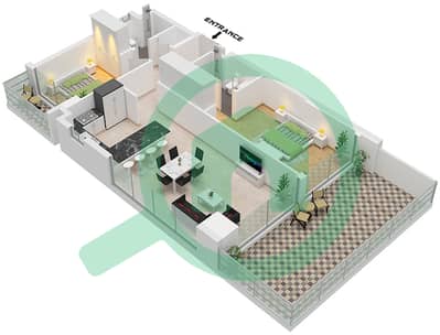 المخططات الطابقية لتصميم النموذج A4 FLOOR 1 شقة 2 غرفة نوم - جولف جرينز