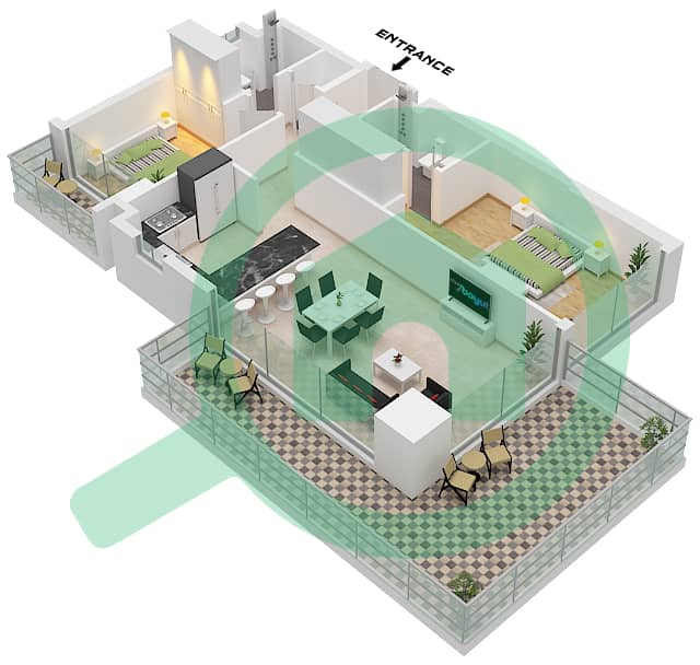 Golf Greens - 2 Bedroom Apartment Type A5 FLOOR 4,10,16,23,27 Floor plan Type A5 Floor 4,10,16,23,27 interactive3D