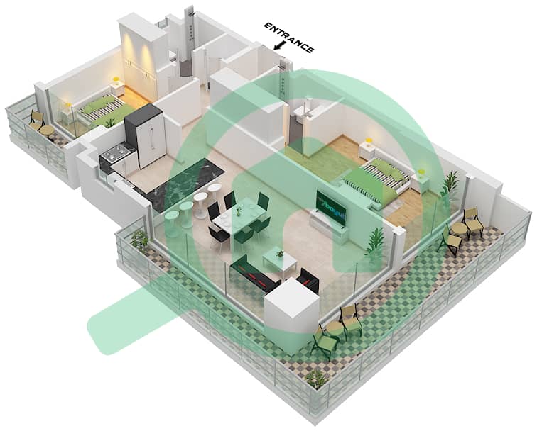 Golf Greens - 2 Bedroom Apartment Type A7 FLOOR 5,7,11-12,14,17 Floor plan Type A7 Floor 5,7,11-12,14,17,19,24,28 interactive3D
