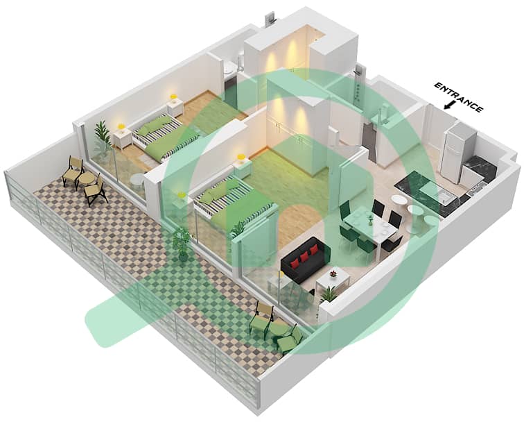 Golf Greens - 2 Bedroom Apartment Type B1 FLOOR 30 Floor plan Type B1 Floor 30 interactive3D