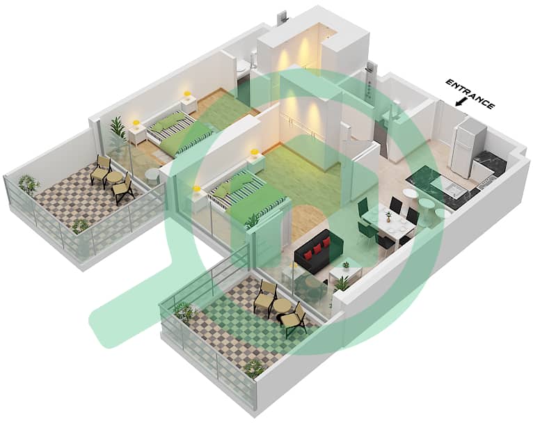 Golf Greens - 2 Bedroom Apartment Type B5 FLOOR 31 Floor plan Type B5 Floor 31 interactive3D