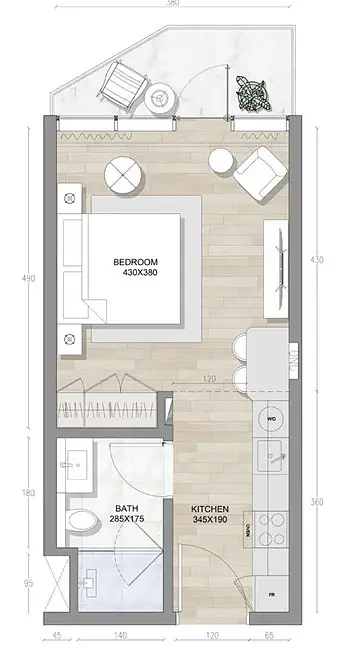 0 BR floor plan