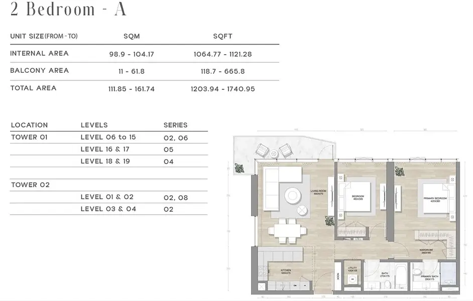 2 BR floor plan
