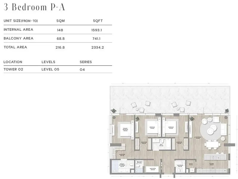 3 BR floor plan