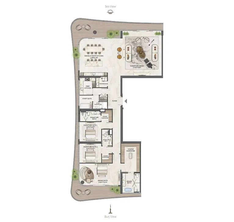 3 BR floor plan