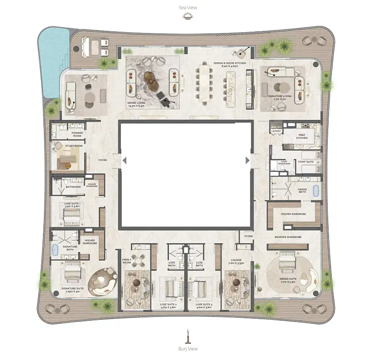 5 BR floor plan