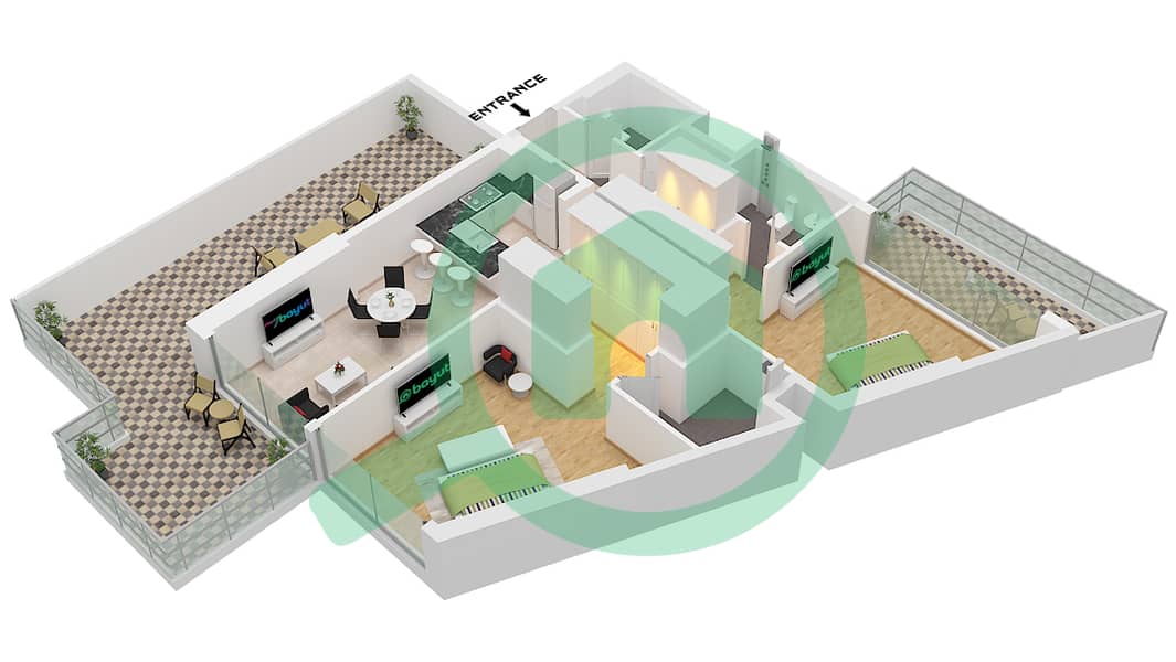 Golf Greens - 2 Bedroom Apartment Type D3 FLOOR 12 Floor plan Type D3 Floor 12 interactive3D