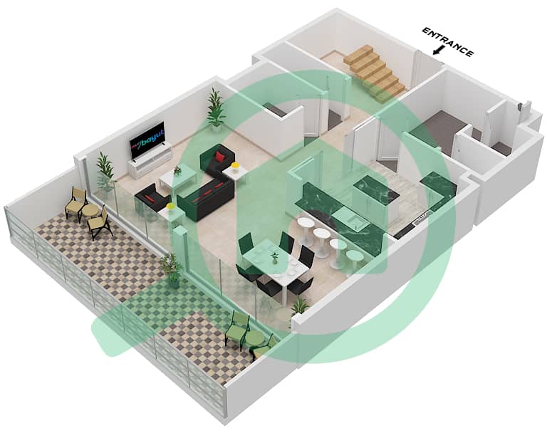 Golf Greens - 2 Bedroom Apartment Type 1 FLOOR PODIUM 2,3 Floor plan Type 1 Lower Floor Podium 3 interactive3D