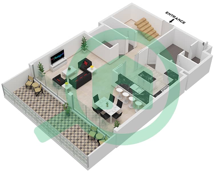 Golf Greens - 2 Bedroom Apartment Type 2 FLOOR PODIUM 2,3 Floor plan Type 2 Lower Floor Podium 3 interactive3D