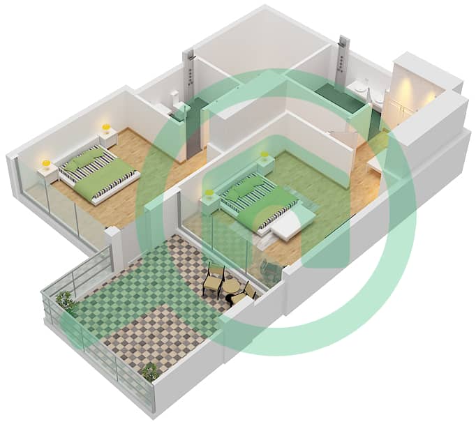 Golf Greens - 2 Bedroom Apartment Type 2 FLOOR PODIUM 2,3 Floor plan Type 2 Upper Floor Podium 2 interactive3D