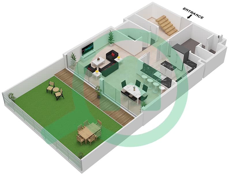 Golf Greens - 2 Bedroom Apartment Type 4 FLOOR GROUND,PODIUM 1 Floor plan Type 4 Lower Floor Podium 1 interactive3D