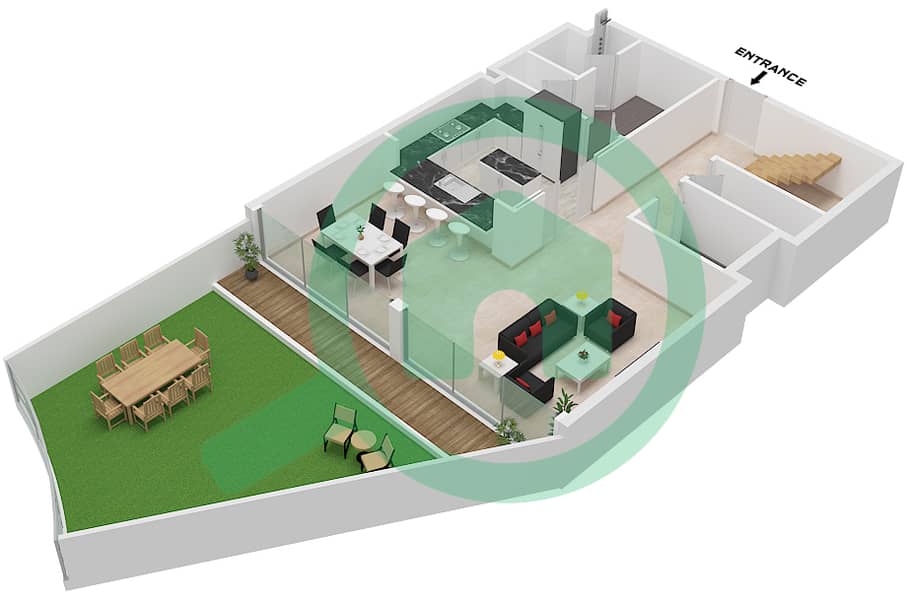Golf Greens - 2 卧室公寓类型5 FLOOR GROUND,PODIUM 1戶型图 Type 5 Lower Floor Podium 1 interactive3D