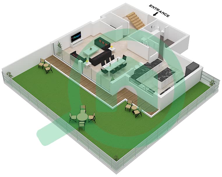 Golf Greens - 3 Bedroom Apartment Type A1 FLOOR GROUND,PODIUM 1 Floor plan Type A1 Lower Floor Podium 1 interactive3D