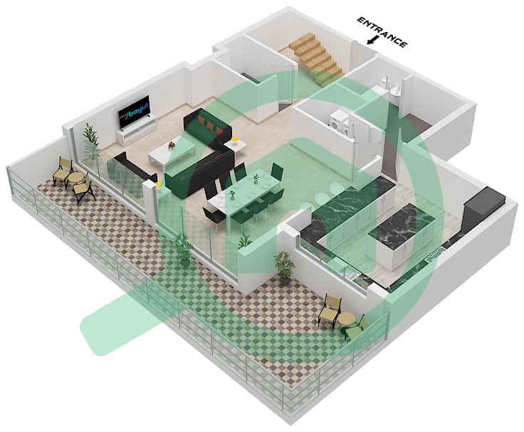 Golf Greens - 3 Bedroom Apartment Type A2 FLOOR GROUND,1,PODIUM1 Floor plan Type A2 Lower Floor Podium 1 interactive3D