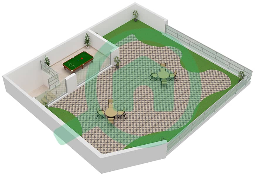 Golf Greens - 3 Bedroom Apartment Type B2 FLOOR 1,PODIUM 2,3 Floor plan Type B2 Terrace Floor 1 interactive3D