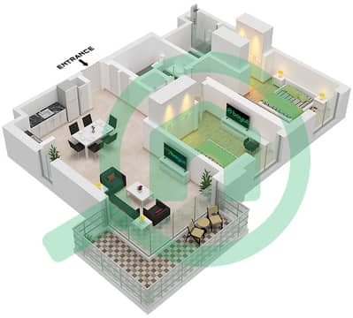 Ориа - Апартамент 2 Cпальни планировка Единица измерения 3,8 FLOOR 1-12