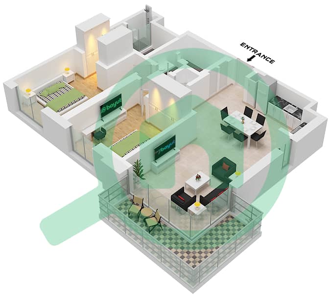 Oria - 2 Bedroom Apartment Unit 2,7 FLOOR PODIUM 1,2-12 Floor plan Unit 2 Floor Podium 1 Unit 7 Floor 2-12 interactive3D