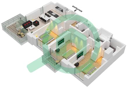 奥里雅 - 3 卧室公寓单位6 FLOOR 13-20戶型图