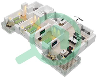 奥里雅 - 3 卧室公寓单位1 FLOOR 13-20戶型图